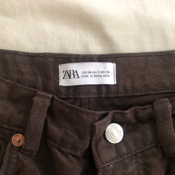 Brown Zara Pants With Fun Button Closure - Picture 2 of 4